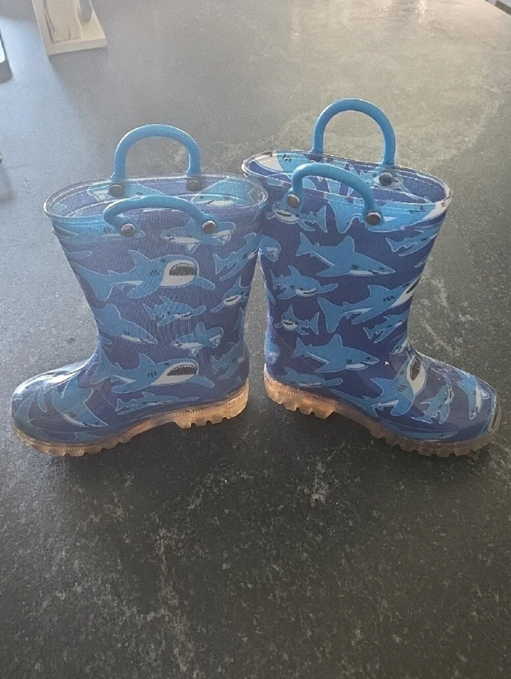 Kids Shark Print Rain Boots - Blue